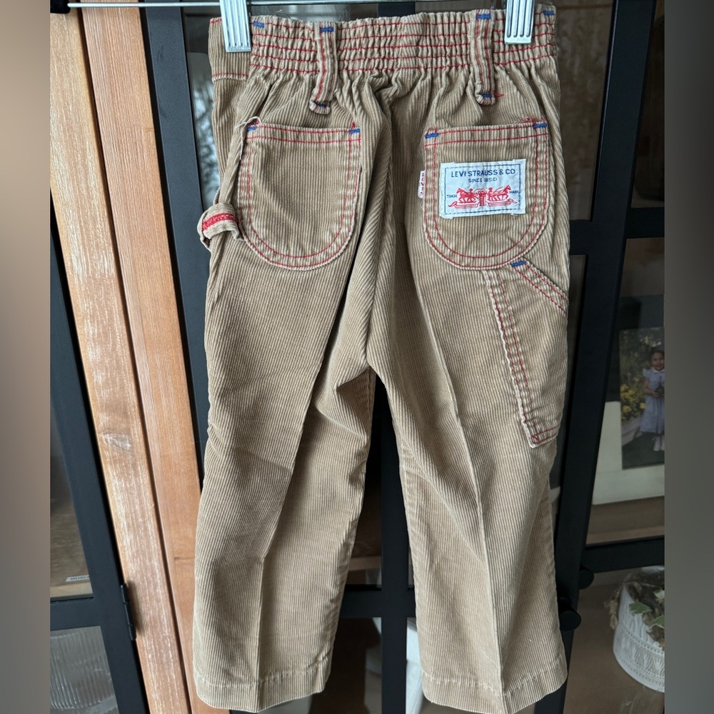 Levi's Tan Corduroy Kids Pants with Red Stitching